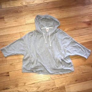 grey long crop hoodie